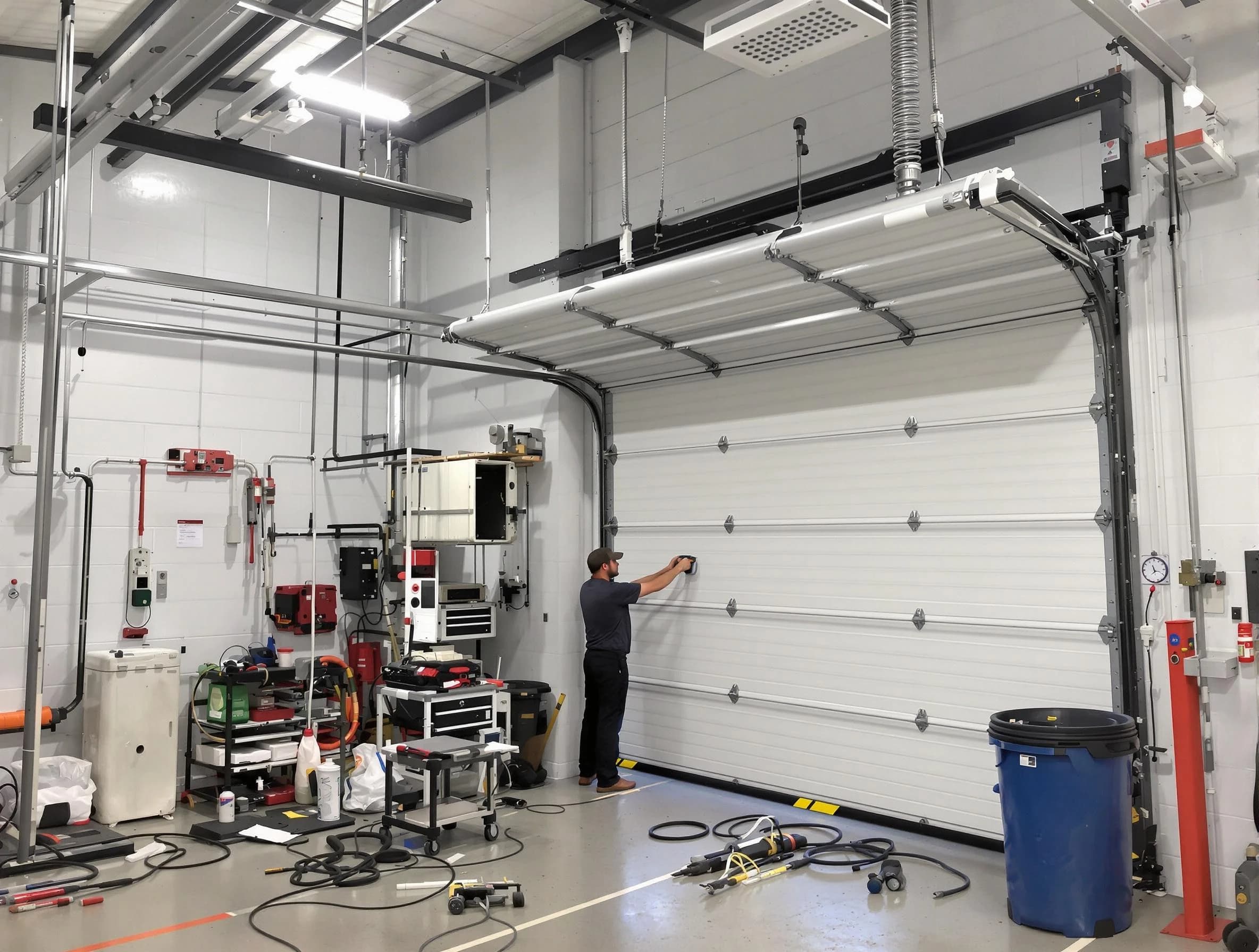 Kimberly Garage Door Repair certified technician performing commercial door repair at a Kimberly business facility