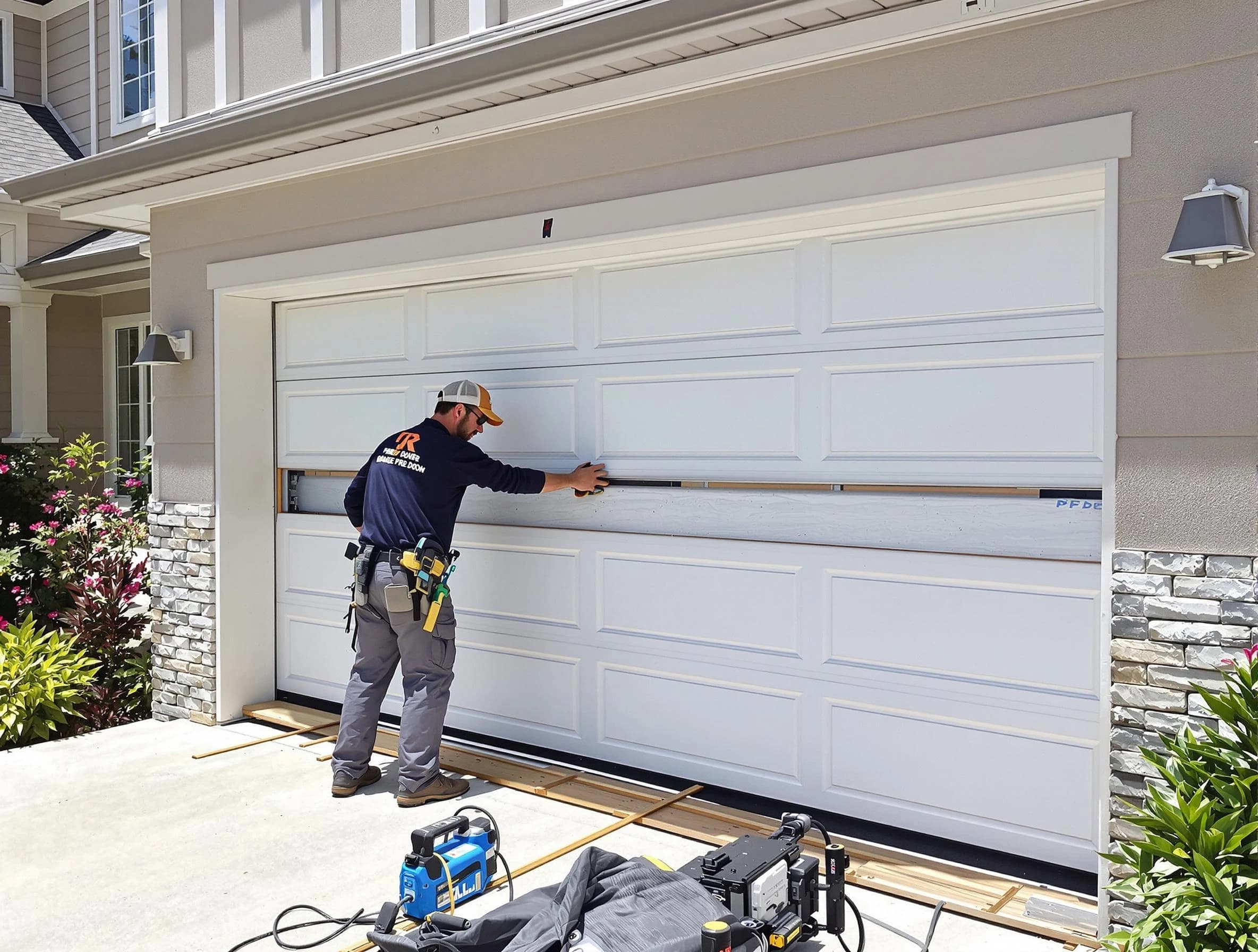 Kimberly Garage Door Repair team performing complete garage door replacement at Kimberly residence