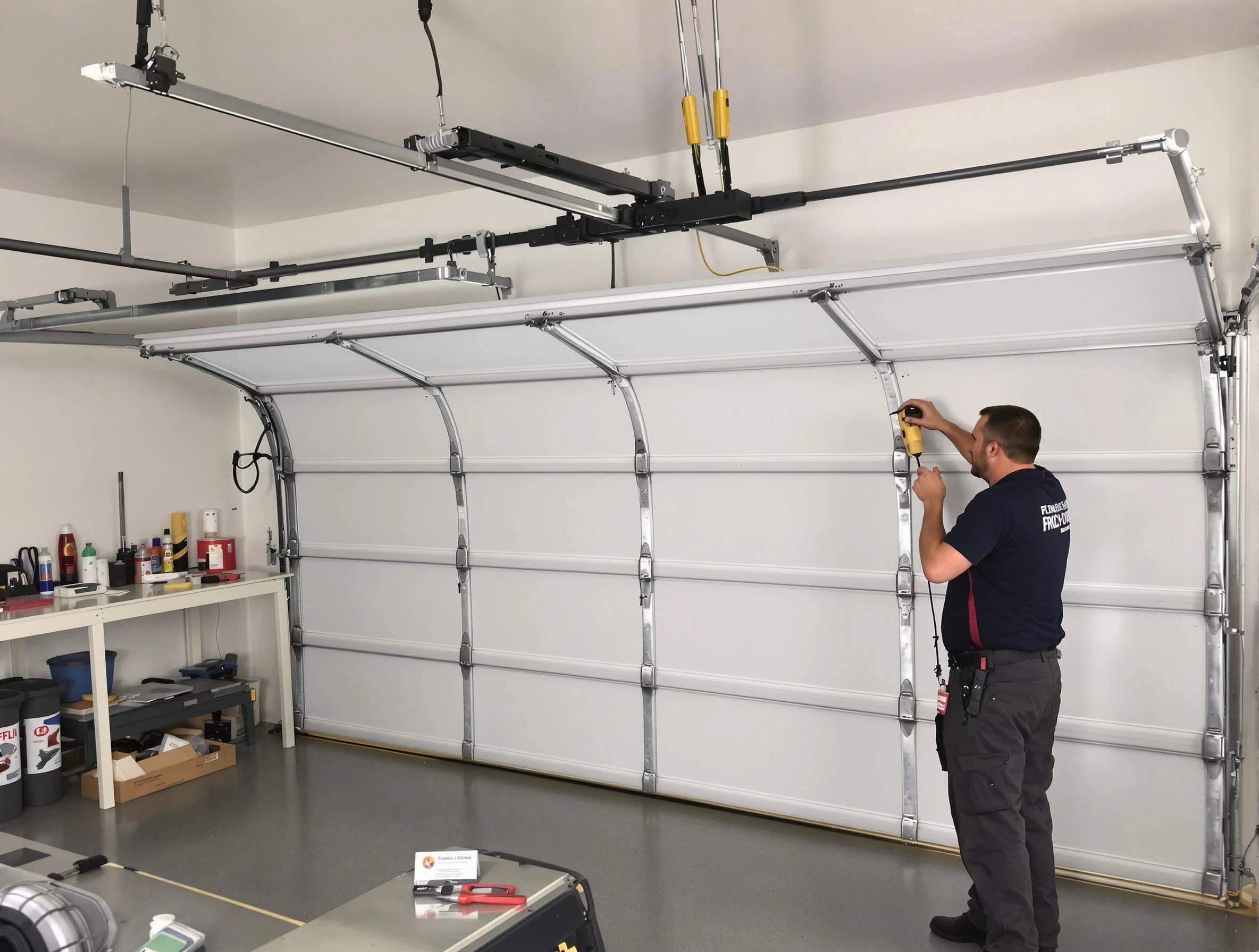 Kimberly Garage Door Repair certified technician performing overhead door system repair in Kimberly