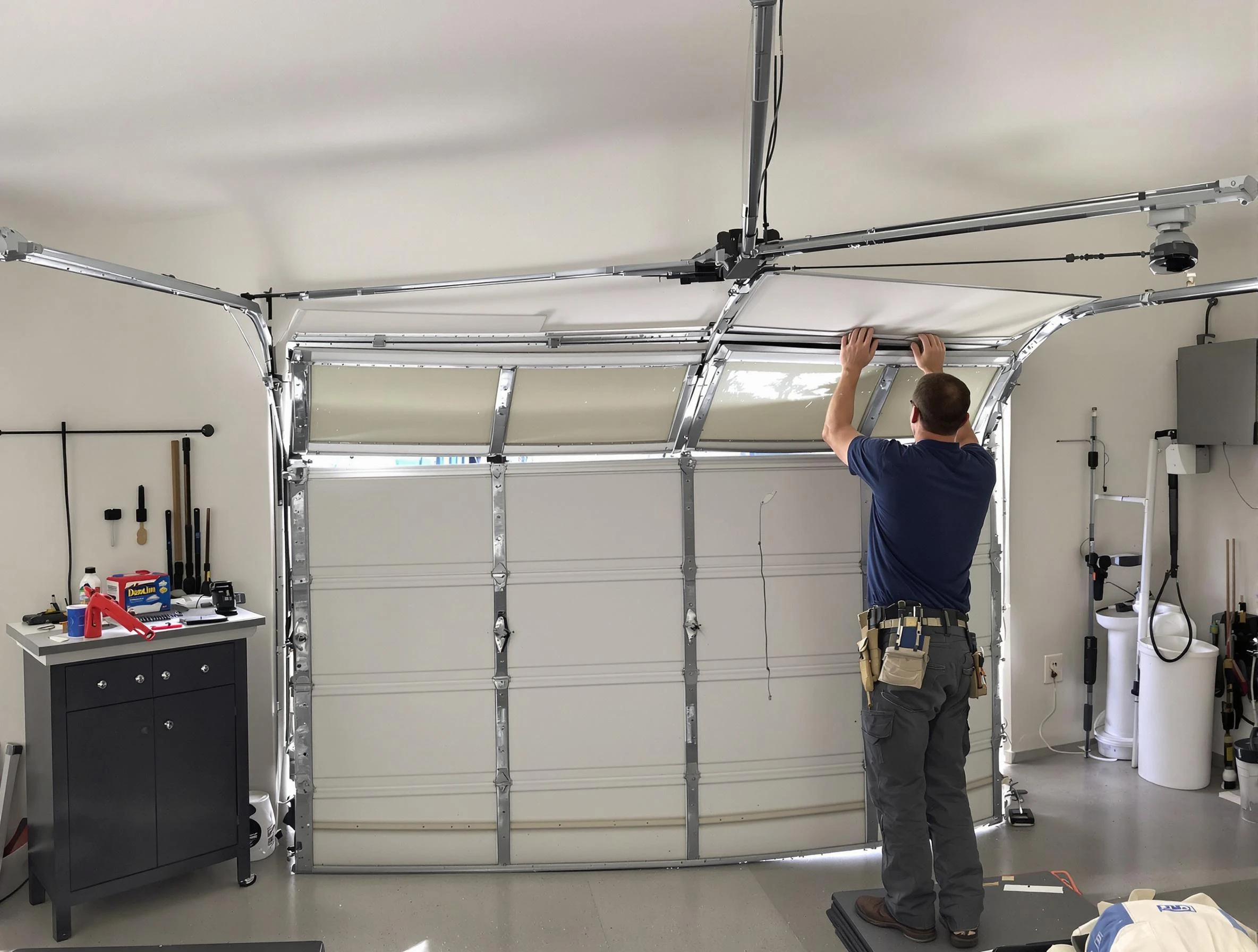 Kimberly Garage Door Repair specialist performing precise section replacement on Kimberly garage door